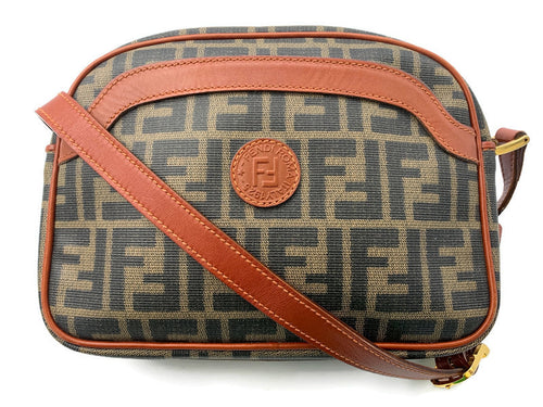 Sold-FENDI Zucca Spalmati Camera Case Tobacco Caramello FF Logo Crossbody Bag