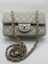 Sold-CHANEL Classic Grey Lambskin Mini Rectangular Crossbody Bag in Champaign Gold Hardware