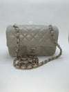 Sold-CHANEL Classic Grey Lambskin Mini Rectangular Crossbody Bag in Champaign Gold Hardware