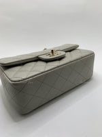 Sold-CHANEL Classic Grey Lambskin Mini Rectangular Crossbody Bag in Champaign Gold Hardware