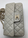 Sold-CHANEL Classic Grey Lambskin Mini Rectangular Crossbody Bag in Champaign Gold Hardware