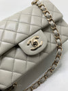 Sold-CHANEL Classic Grey Lambskin Mini Rectangular Crossbody Bag in Champaign Gold Hardware