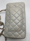 Sold-CHANEL Classic Grey Lambskin Mini Rectangular Crossbody Bag in Champaign Gold Hardware