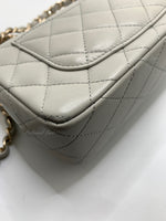 Sold-CHANEL Classic Grey Lambskin Mini Rectangular Crossbody Bag in Champaign Gold Hardware