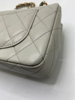 Sold-CHANEL Classic Grey Lambskin Mini Rectangular Crossbody Bag in Champaign Gold Hardware