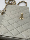 Sold-CHANEL Classic Grey Lambskin Mini Rectangular Crossbody Bag in Champaign Gold Hardware