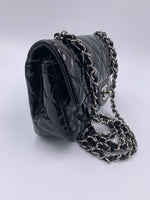 CHANEL Classic Mini Rectangular Black Shoulder Bag Crossbody - Silver Hardware Patent Leather