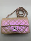 Sold-CHANEL Classic Iridescent Pink Calfskin Mini Rectangular Crossbody Bag in Silver Hardware