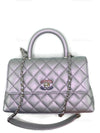 Sold-CHANEL Classic Iridescent Purple Caviar Small Coco Handle Bag in Silver Hardware