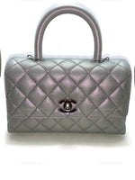 Sold-CHANEL Classic Iridescent Purple Caviar Small Coco Handle Bag in Silver Hardware