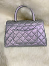 Sold-CHANEL Classic Iridescent Purple Caviar Small Coco Handle Bag in Silver Hardware