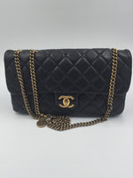 Sold-CHANEL CC Crown Calfskin Flap Bag - Black/Aged Gold Hardware