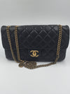 Sold-CHANEL CC Crown Calfskin Flap Bag - Black/Aged Gold Hardware