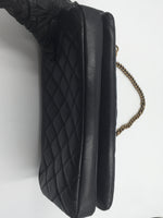 Sold-CHANEL CC Crown Calfskin Flap Bag - Black/Aged Gold Hardware