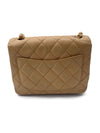 Sold-CHANEL Classic Lambskin Chain Single Mini Square Flap bag Beige/gold (2)