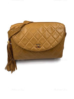 CHANEL Lambskin Camel (Dark Beige) Large Camera Bag with Tassel