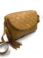 CHANEL Lambskin Camel (Dark Beige) Large Camera Bag with Tassel