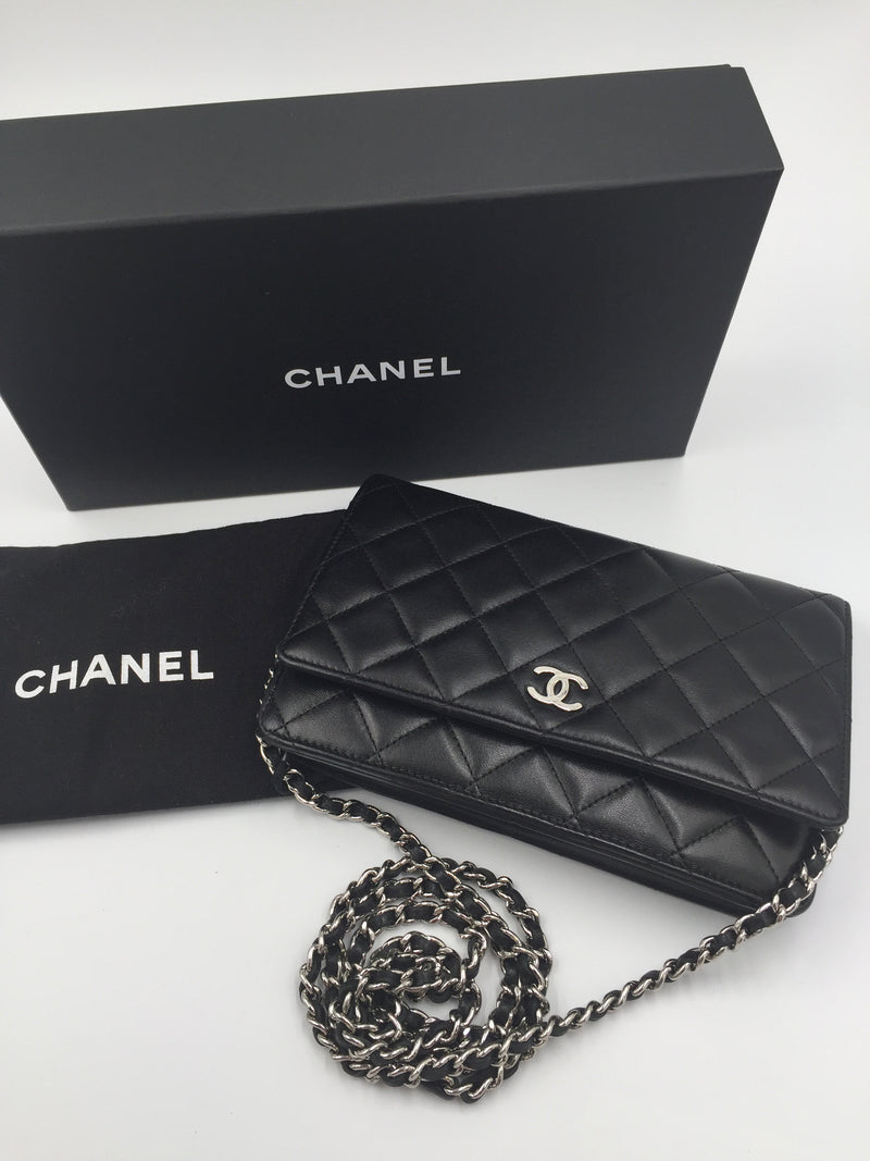 Sold-CHANEL CC Wallet-on-the-chain Lambskin Crossbody Bag - Black