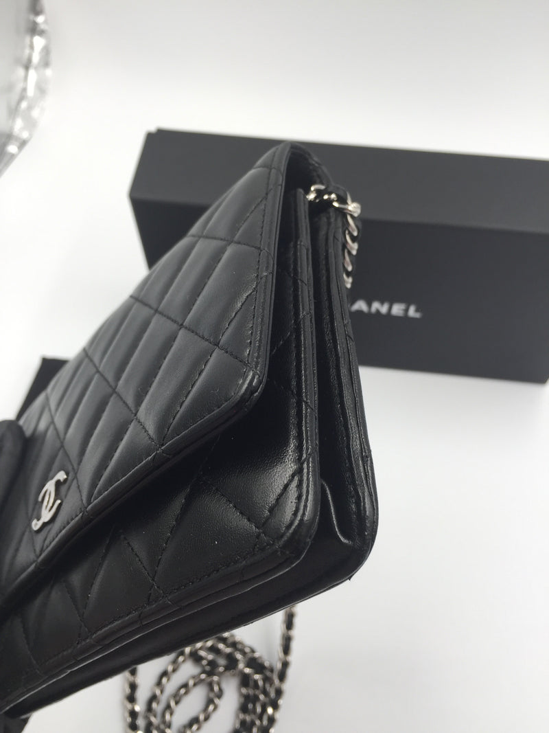 Sold-CHANEL CC Wallet-on-the-chain Lambskin Crossbody Bag - Black