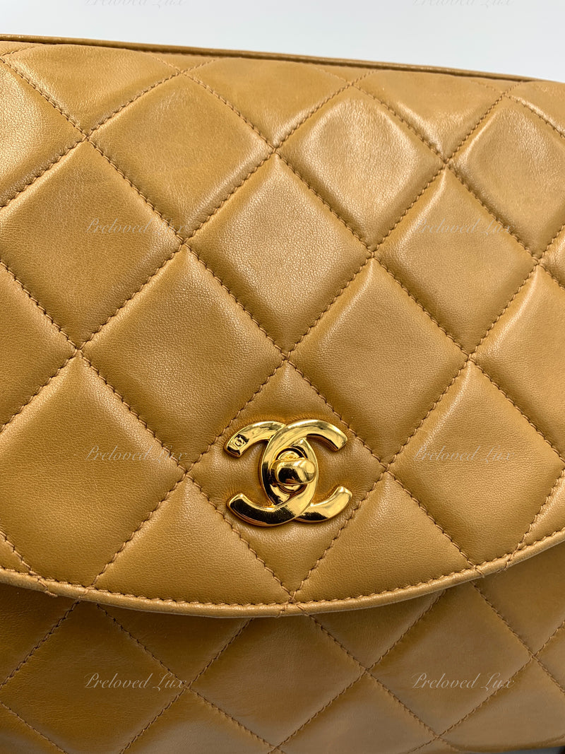 CHANEL Lambskin Camel (Dark Beige) Large Camera Bag with Tassel