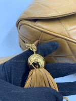 CHANEL Lambskin Camel (Dark Beige) Large Camera Bag with Tassel