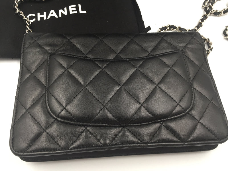 Sold-CHANEL CC Wallet-on-the-chain Lambskin Crossbody Bag - Black