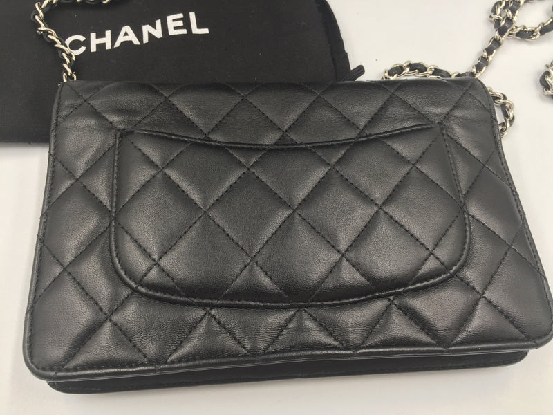 Sold-CHANEL CC Wallet-on-the-chain Lambskin Crossbody Bag - Black