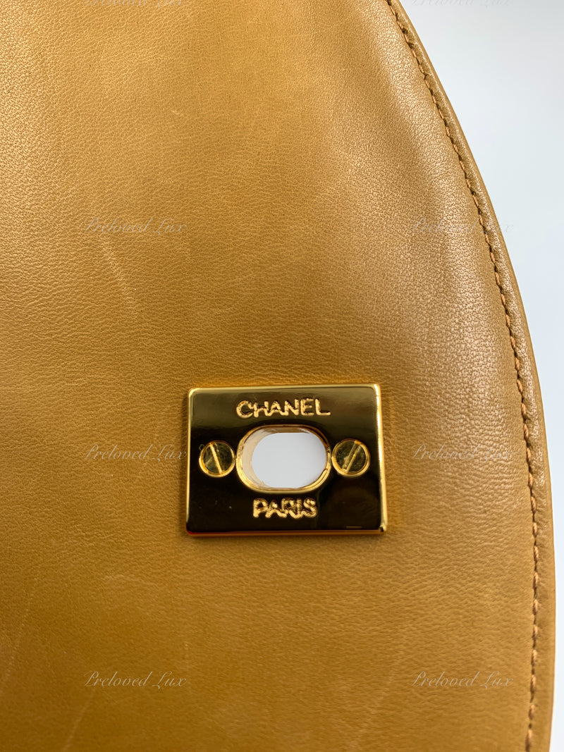 CHANEL Lambskin Camel (Dark Beige) Large Camera Bag with Tassel