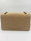 Sold-CHANEL Classic Lambskin Double Chain Double Flap Medium Shoulder Bag- beige/gold