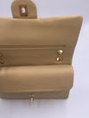 Sold-CHANEL Classic Lambskin Double Chain Double Flap Medium Shoulder Bag- beige/gold