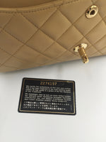 Sold-CHANEL Classic Lambskin Double Chain Double Flap Medium Shoulder Bag- beige/gold