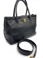 CHANEL Caviar leather Black Cerf Tote Bag with Strap