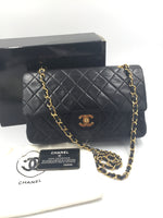 Sold-CHANEL Classic Lambskin Double Chain Double Medium Flap Bag black/gold