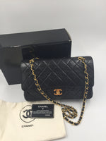 Sold-CHANEL Classic Lambskin Double Chain Double Medium Flap Bag black/gold