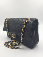 Sold-CHANEL Classic Lambskin Double Chain Double Medium Flap Bag black/gold