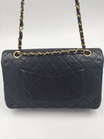 Sold-CHANEL Classic Lambskin Double Chain Double Medium Flap Bag black/gold