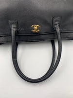 CHANEL Caviar leather Black Cerf Tote Bag with Strap