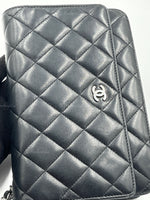 Sold-CHANEL Black Lambskin Wallet-on-the-chain WOC Crossbody Flap Bag Silver Hardware