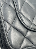 Sold-CHANEL Black Lambskin Wallet-on-the-chain WOC Crossbody Flap Bag Silver Hardware