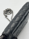 Sold-CHANEL Black Lambskin Wallet-on-the-chain WOC Crossbody Flap Bag Silver Hardware