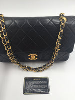 Sold-CHANEL Classic Lambskin Double Chain Double Medium Flap Bag black/gold