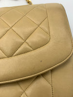 Sold-CHANEL Lambskin Medium Diana Single Chain Single Flap Bag Beige/gold (2)