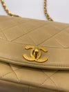 Sold-CHANEL Lambskin Medium Diana Single Chain Single Flap Bag Beige/gold (2)