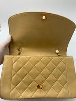 Sold-CHANEL Lambskin Medium Diana Single Chain Single Flap Bag Beige/gold (2)