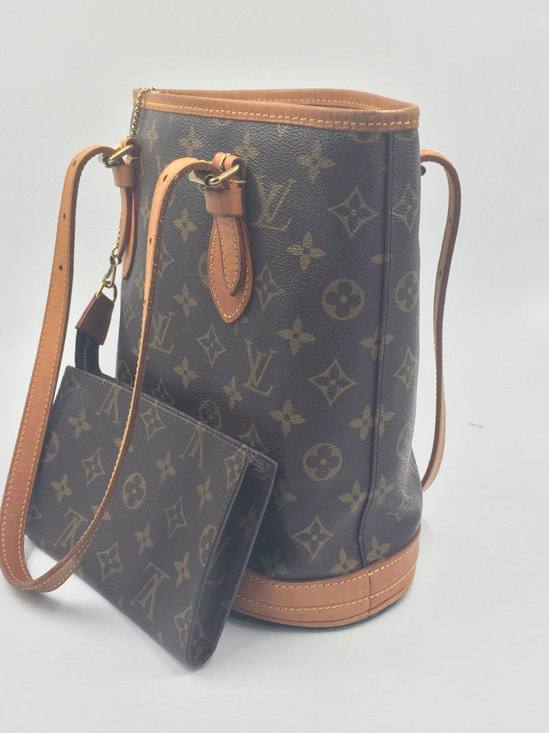 Sold-LOUIS VUITTON Monogram Bucket PM with Pouch M42238