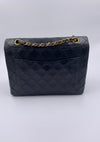 Sold-CHANEL Classic Lambskin Double Chain Double Flap Medium Square Bag Black / Gold Hardware