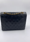 Sold-CHANEL Classic Lambskin Double Chain Double Flap Medium Square Bag Black / Gold Hardware