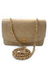 Sold-CHANEL Lambskin Medium Diana Single Chain Single Flap Bag Beige/gold (2)