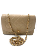 Sold-CHANEL Lambskin Medium Diana Single Chain Single Flap Bag Beige/gold (2)