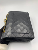 Sold-CHANEL Classic Lambskin Double Chain Double Flap Medium Square Bag Black / Gold Hardware